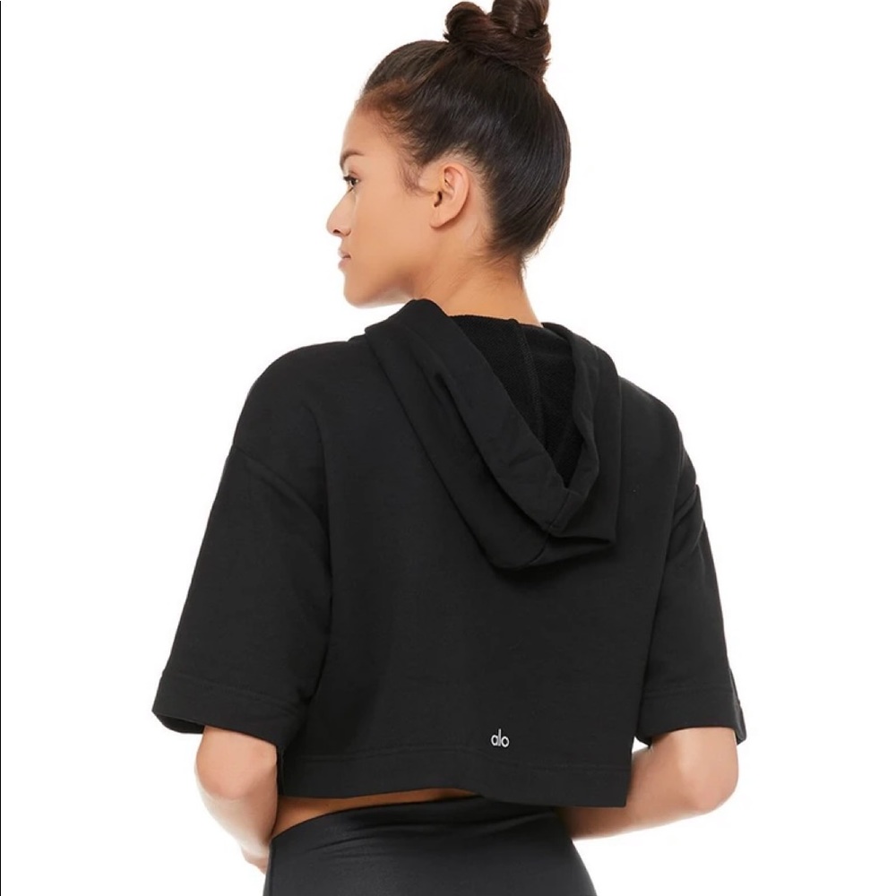Alo yoga short sleeve crop hoodie S NWT